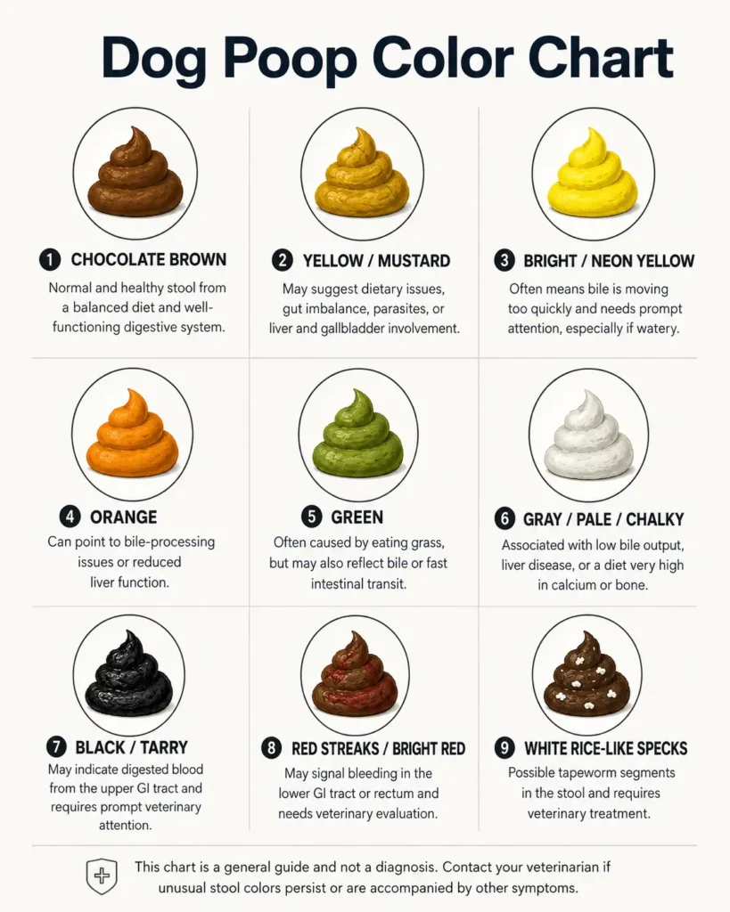 Yellow Bowel Movements in Dogs - Causes, Meanings, and What to Do 1 dog poop color chart